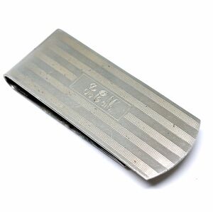 Vintage Engine Turned Sterling Plated Monogram Art Deco Money Bill Clip 2”